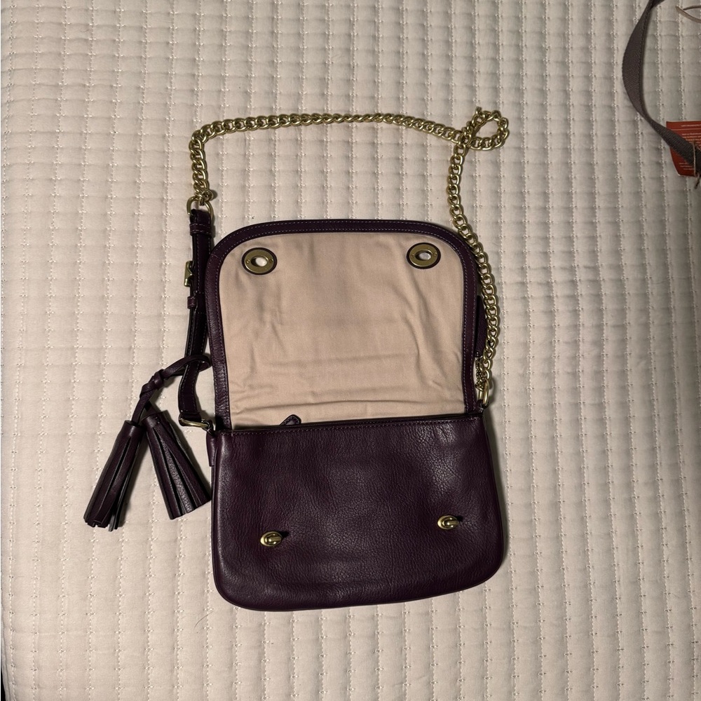 Purple Leather Coach Purse - Picture 3 of 9
